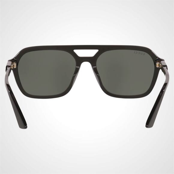 NEW GUCCI Sunglasses Aviator Pilot Black Gold Logo Gray Lens 57-18-145mm Gucci - Picture 4 of 6